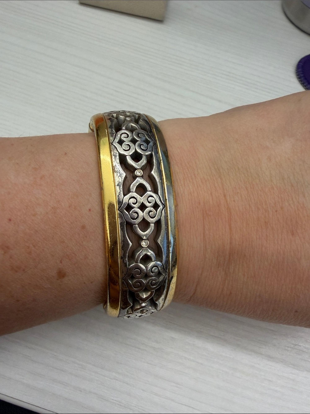 Brighton Gold and Silver Filigree Cuff Bracelet